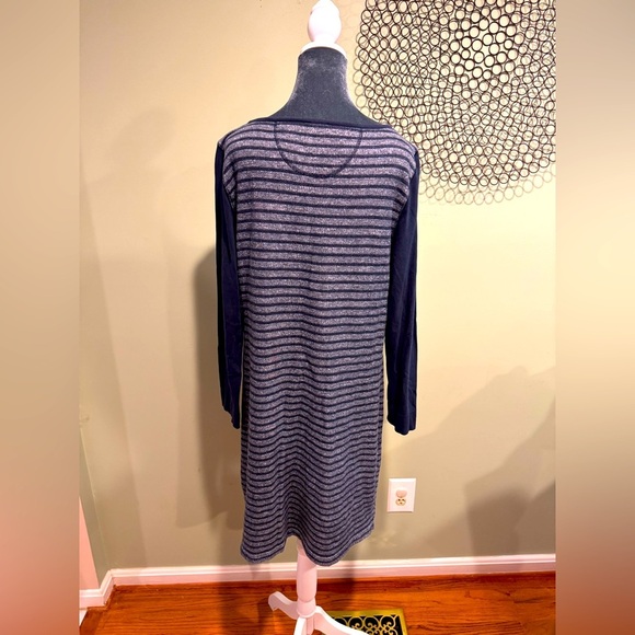 Talbots Striped Navy and Gray 37” Long Sleeve Dress - Picture 3 of 5